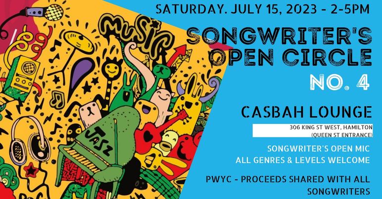 All music lovers welcome to join #singersongwriter Anya Mia 2morrow, July 15 2 to 5 pm @CasbahHamilton for Songwriter's Open Circle &amp; Lyric Party - an open mic for U to highlight Ur originals, test drive work in progress + have fun with music. @Badunkafunky is a special guest! KR