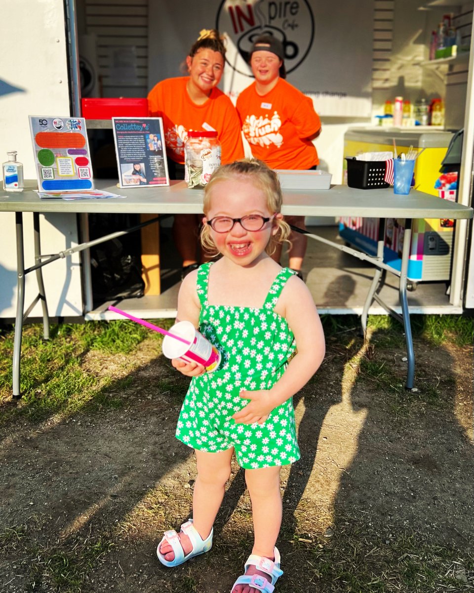 OMG! Cuteness Factor: 💯. Thank you for visiting the INspire Cafe pop-up stand, Annie! We hope you enjoyed your Richie’s slush. Olivia and Mia were so happy to serve you. The stand is located at 500 Main St., Wakefield, MA. Website: inspirecafe.org. #InclusionMatters
