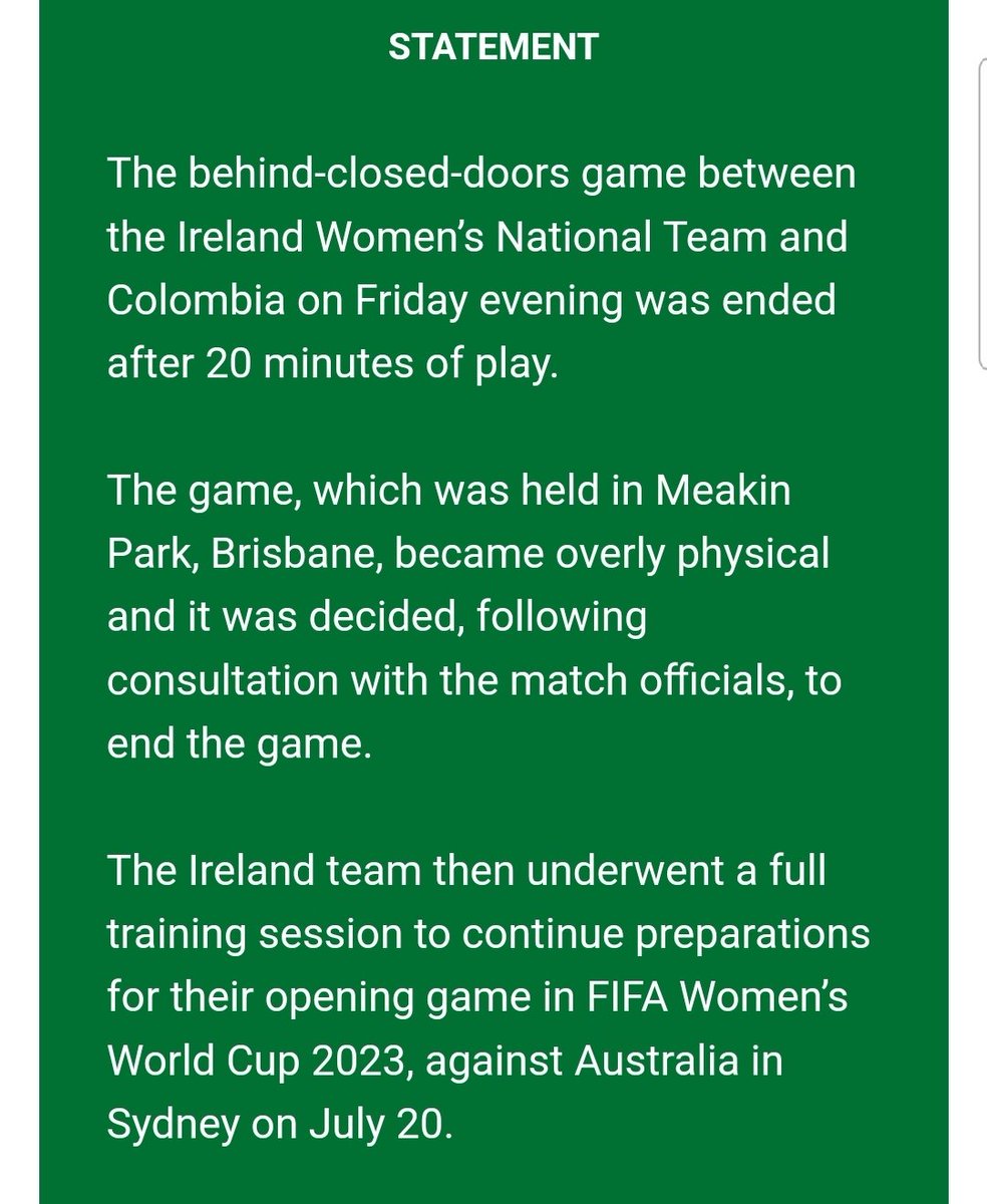 RT @RichJLaverty: FAI statement regarding Republic of Ireland's friendly with Colombia today. https://t.co/iRTCK2tyyY