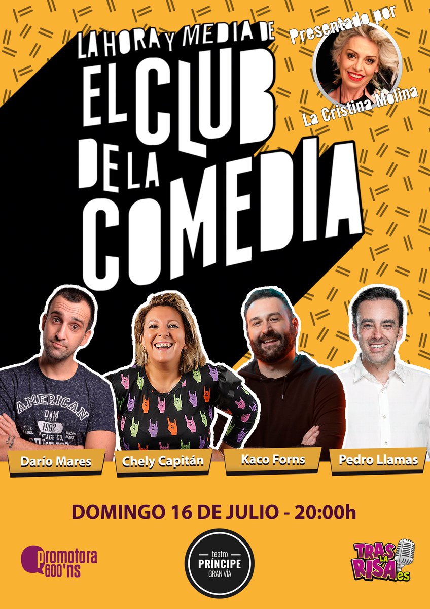¡Ven a reír este FINDE al Teatro Príncipe Gran Vía de #Madrid con #LaHoraYMediaDeElClubDeLaComedia! 🥳🥳

¡No te quedes sin tus entradas! 👉 bit.ly/Club-MAD

#MonólogosTrasLaRisa #teatro #humor #ocio #cómicos