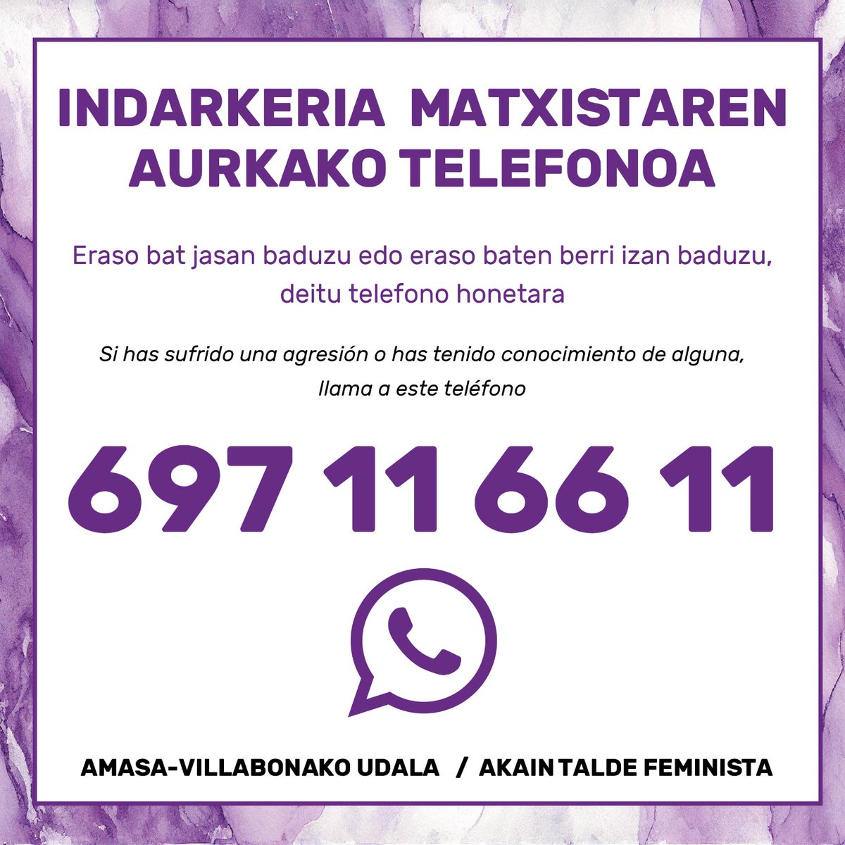 VillabonaUdala's tweet photo. Jaietan indarkeria matxistaren kontrako protokoloa osatu dute Udalak eta Akain Talde Feministak
https://t.co/vqKO1wQkr8
Hainbat baliabide jarriko dira: 🟣Puntu morea, 📞697116611, besoko moredun boluntarioak, eskuorriak, kartelak...
#IndarkeriaMatxistariEZ #Protokoloa #Villabona https://t.co/Ay9bPF5fYD