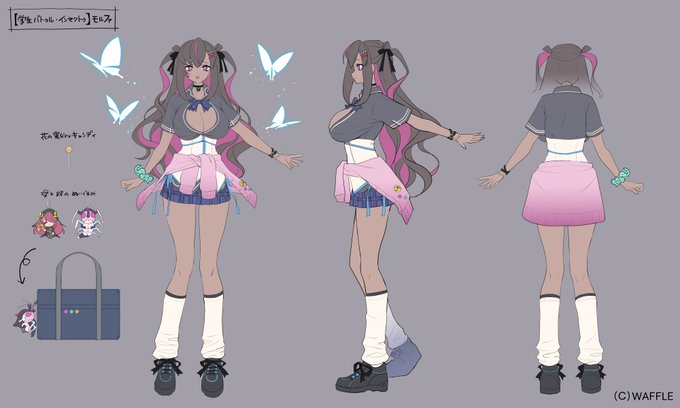 #エデンズリッターグレンツェ 
にて【バトゥル・インセクトゥ女学生】モルファの原画を担当させていただきました!
配布キャラなので是非ゲットしてくださ～い!
ストーリー中は上半身しか見えないんですが、よかったら足元なんかも見てみてね😊 