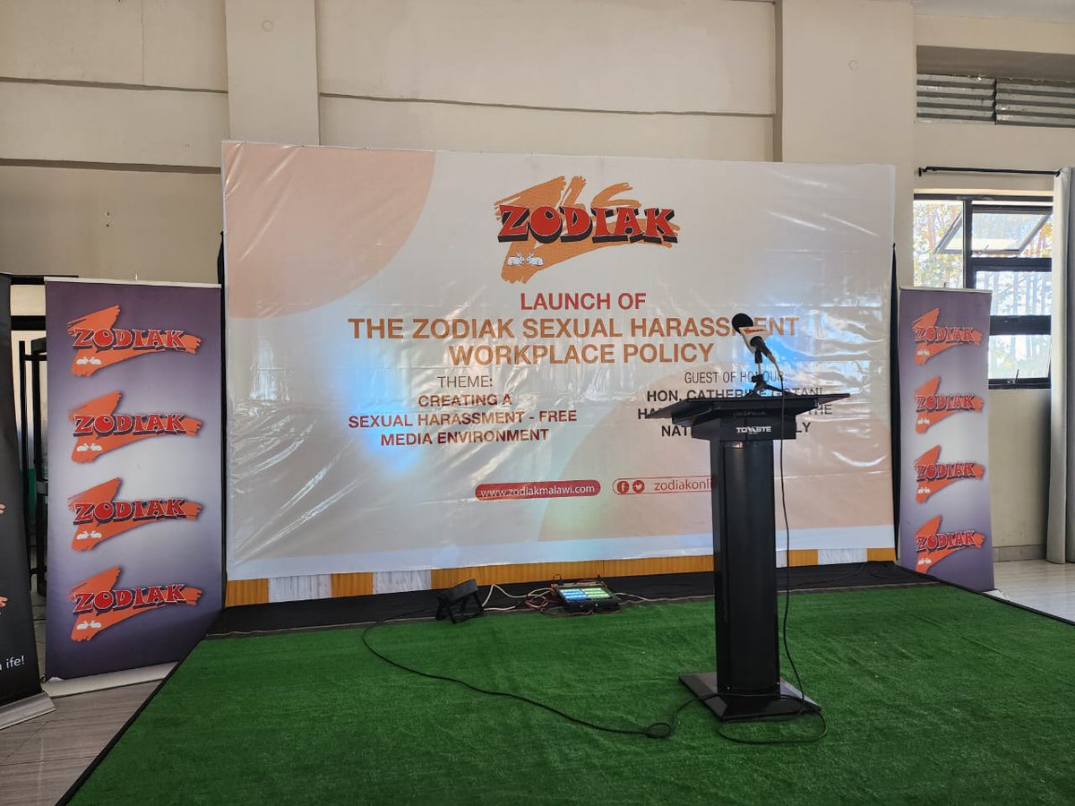 HumanRightsMW's tweet photo. The Commission through the Ex Secretary is thrilled to be participating in the launch of a sexual harassment policy for @zodiakonline. This is the second media platform to launch an important policy in Malawi after @MBCNewsLive in 2021. https://t.co/OVQ0DN0Kqp