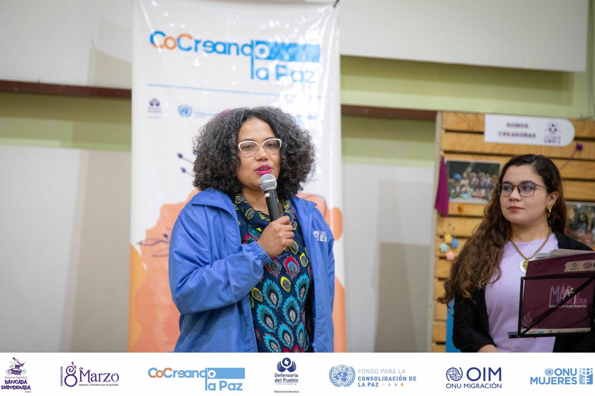 corpo8demarzo's tweet photo. En #Pasto realizamos el evento de cierre e incidencia de los procesos implementados en el marco de #CoCreandoLaPaz #Colombia, con más de 100 mujeres jóvenes artistas de la ciudad.  
@ONUMujeresCol @OIMColombia @DefensoriaCol @batucadaempoderada https://t.co/GoDKJIidqW
