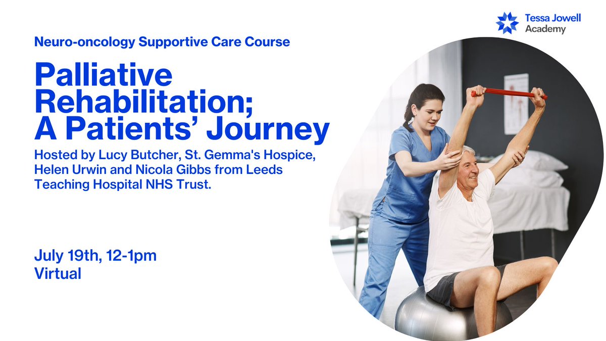 ⏰Upcoming workshop alert! ⏰
Next week we have a Supportive Care session  
💻 on Palliative Rehabilitation 
🗓️Weds @ 12:00
👩‍💻open to all Academy members (free for NHS professionals)
➡️sign up here bit.ly/3rjsMCc