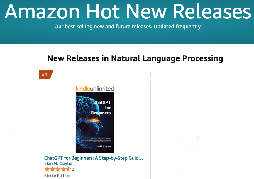 Thank you for making us #1 in Natural Language Processing at Amazon!  More to come...
#ChatGPT #NLP #AI #Amazon 

amazon.com/ChatGPT-Beginn…