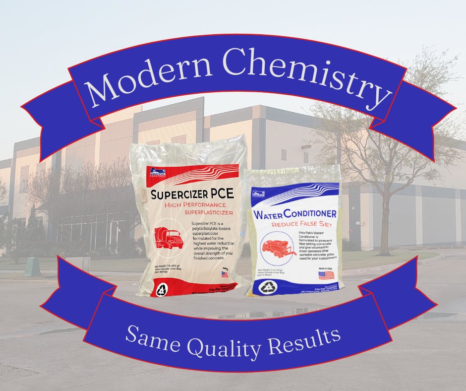 fritz_pak's tweet image. Fritz-Pak's Supercizer PCE &amp;amp; Water Conditioner are our newest products - formulated using the most modern chemistry  - to solve common problems the concrete industry faces! Visit fritzpak.com to learn more. #concreteadmixtures #featuredproducts