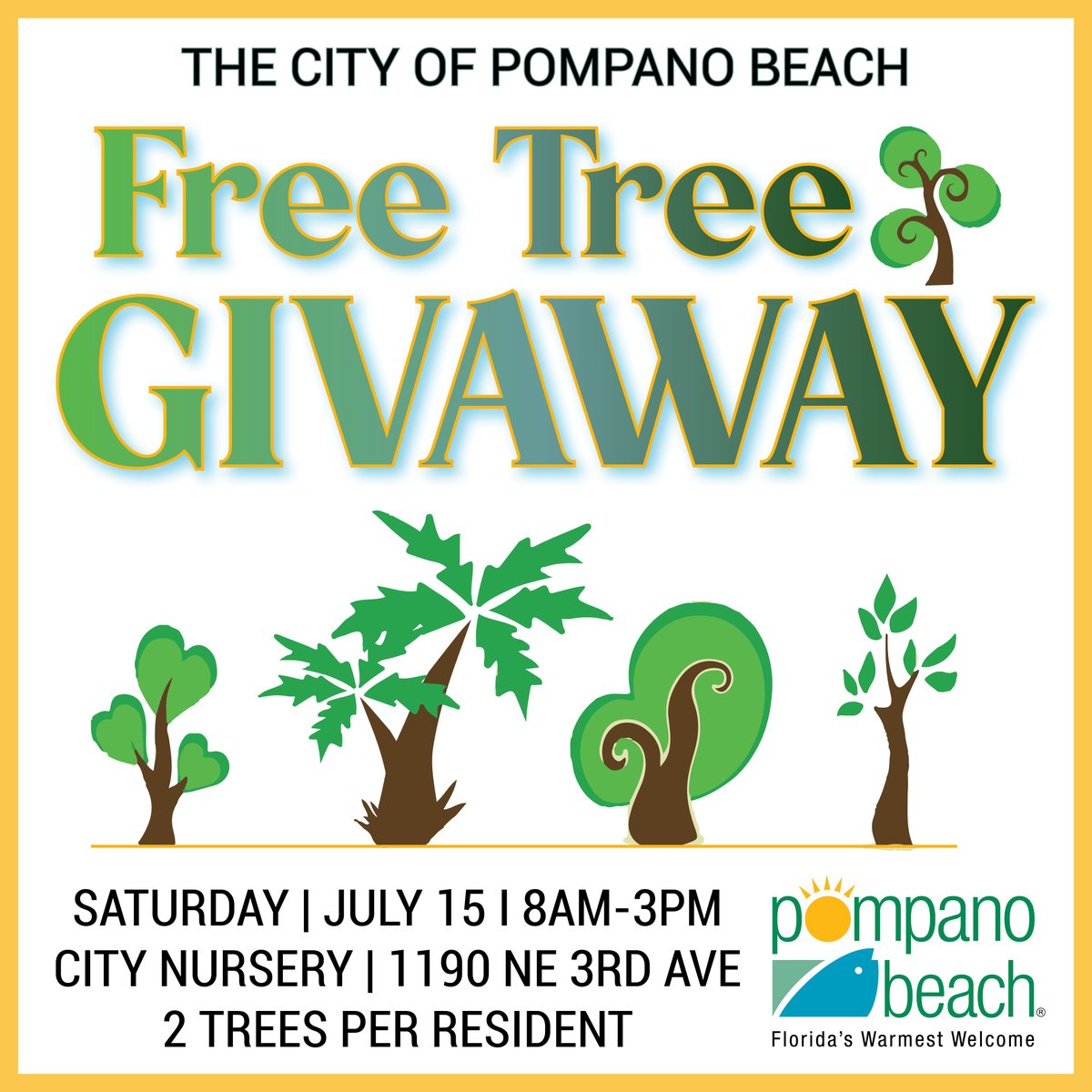 LAST CHANCE for #FreeTrees tomorrow (Sat 7/15)!
📍 City Nursery, 1190 NE 3rd Ave #PompanoBeach