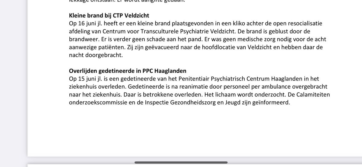 huig_plug's tweet photo. DJI/justitie heeft vandaag pas bekend gemaakt dat er op 15 juni 2023 een gedetineerde van het Scheveningse Penitentiair Psychiatrisch Centrum is overleden. Doodsoorzaak is onbekend. #Caloc #IGJ #voorvallenlijst https://t.co/92R3Pmo5iS
