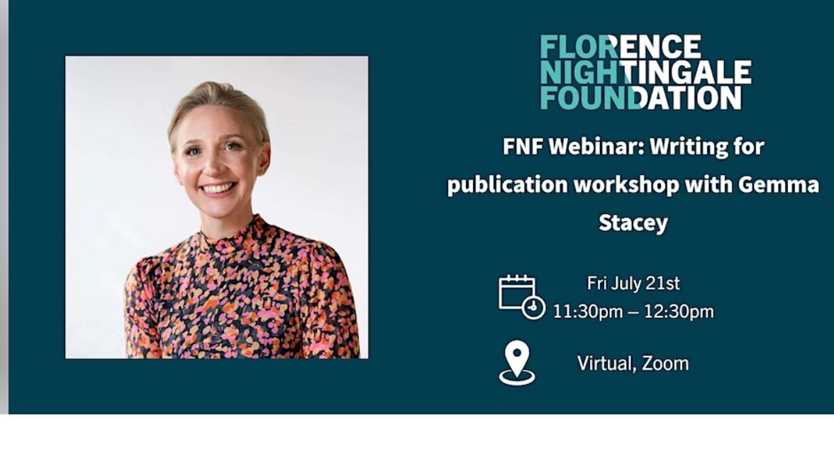 Florence Nightingale Foundation (@fnightingalef) on Twitter photo Are you a #nurse or #midwife interested in writing for #publication? Join our free workshop next week!
With <a href="/GemmaStacey10/">Prof Gemma Stacey (She/Her)</a>
➡️Check if you work for an #FNFMember org: bit.ly/3NToLvB
➡️if so - find out more+ register via our Member portal: bit.ly/46ZY0yC Are you a #nurse or #midwife interested in writing for #publication? Join our free workshop next week!
With <a href="/GemmaStacey10/">Prof Gemma Stacey (She/Her)</a>
➡️Check if you work for an #FNFMember org: bit.ly/3NToLvB
➡️if so - find out more+ register via our Member portal: bit.ly/46ZY0yC