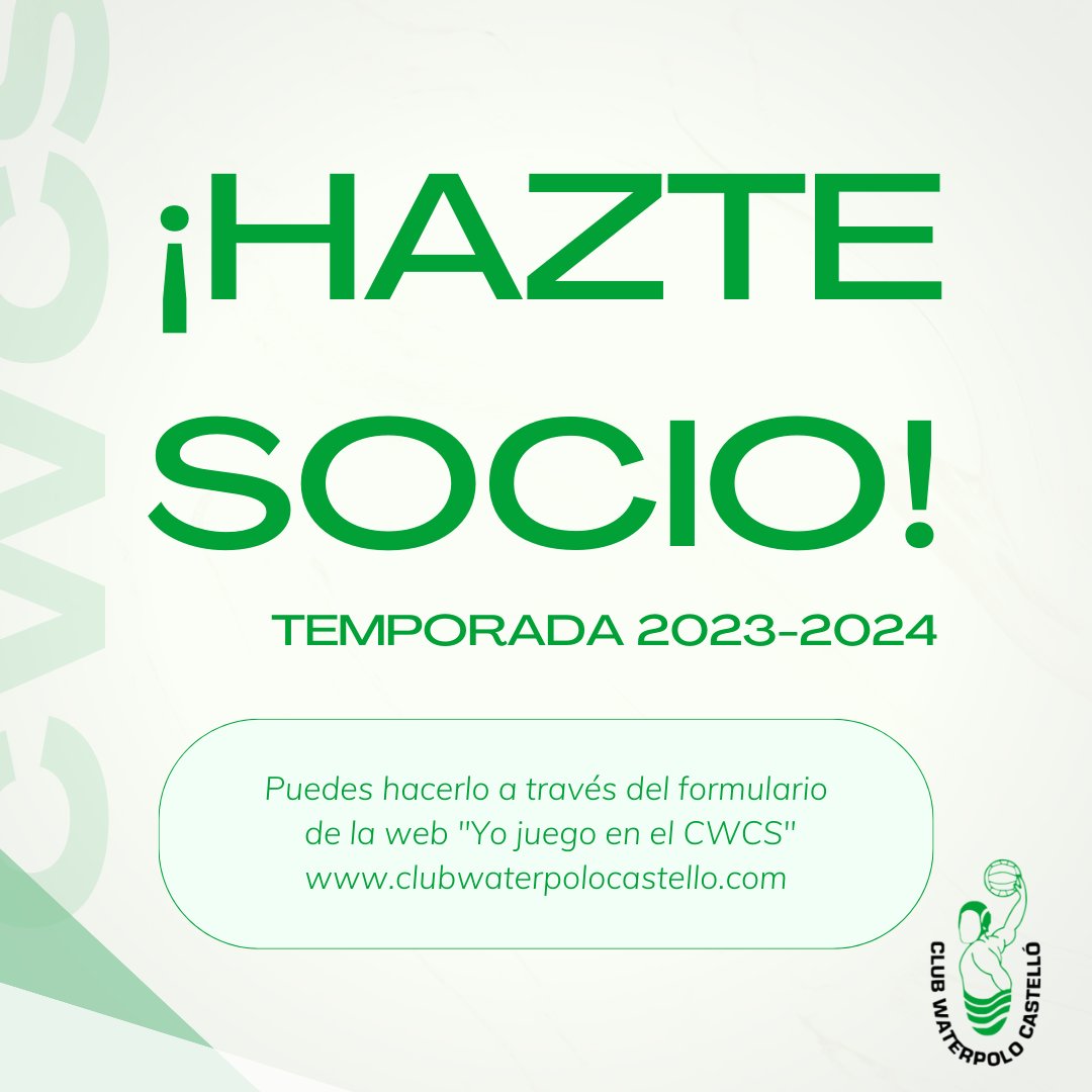¡Ya están abiertas las inscripciones para la próxima temporada! 🏊🏼💥

Inscripciones en la sección "Yo juego en el CWCS"

clubwaterpolocastello.com