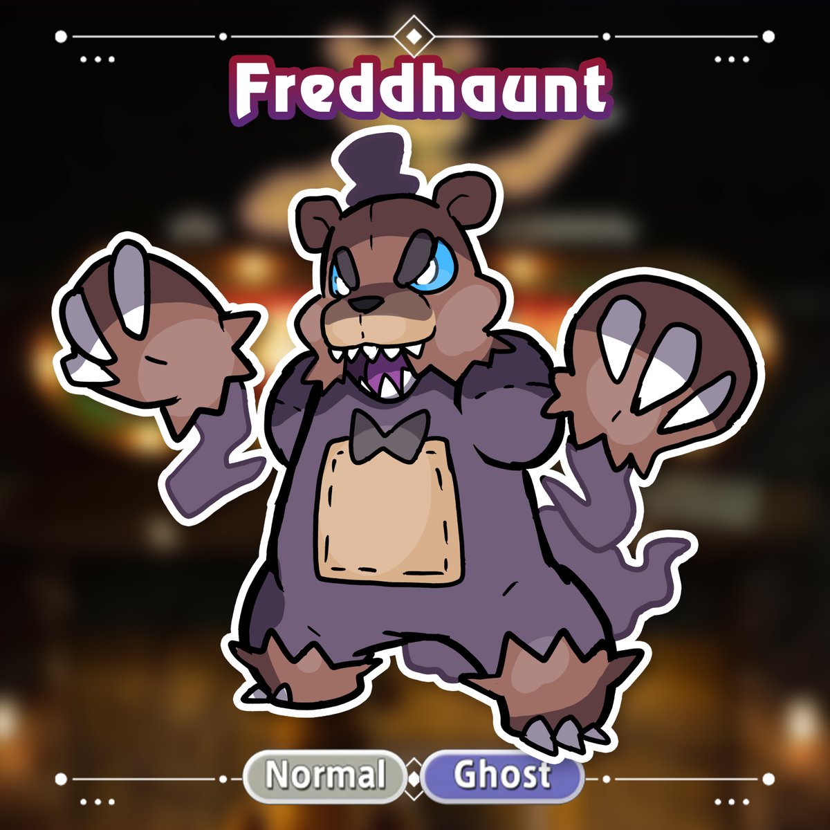 Hello! Yesterday i've made a video on my youtube channel where i created a crossover between Pokémon and Five nights at Freddy's!

Link: youtu.be/DVaw_w-Vl9g

#fakemon #Pokemon #fnaf #FreddyFazbear #crossover #art #digitalart #dadrake