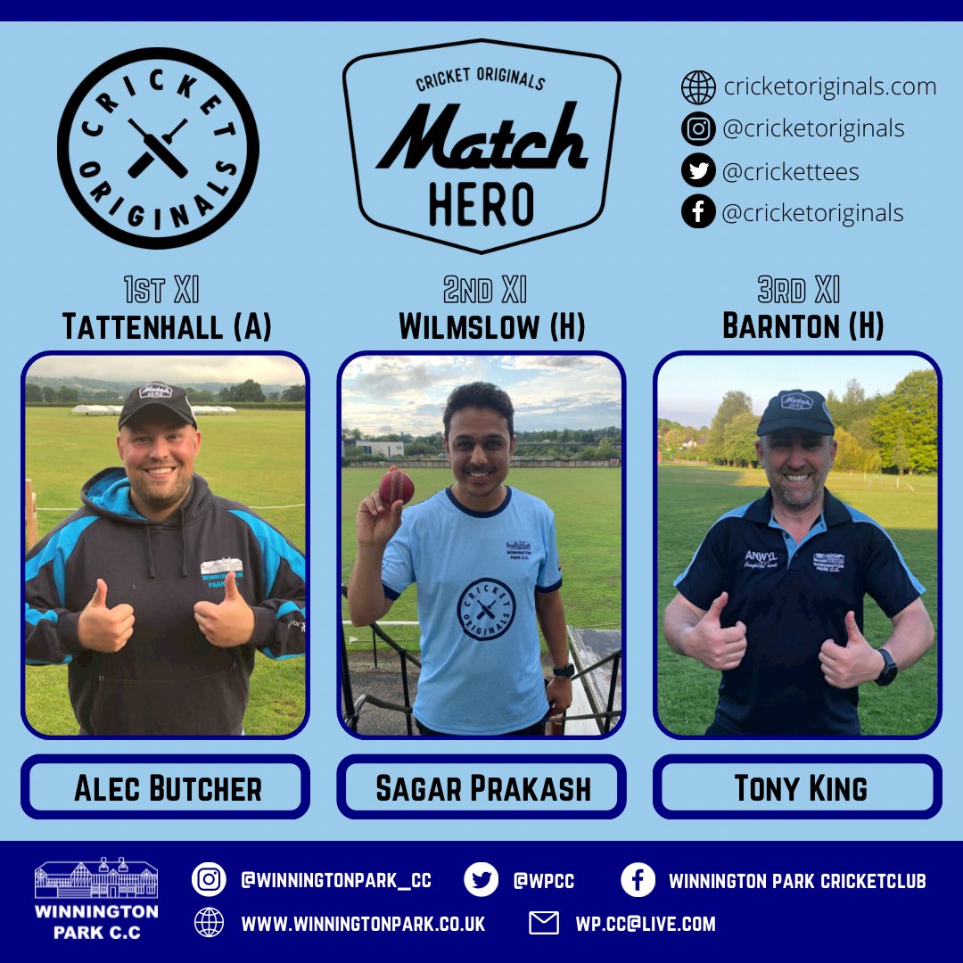 Winnington Park CC (@wpcc) on Twitter photo 🧢| Cricket Originals Match Hero
Celebrating individual performance, influence on the game, and ‘game-changing’ moments; here are our Cricket Originals Match Heroes from Saturday 8th July❗️💪🇧🇼
Thanks to Paul Morris at <a href="/crickettees/">Cricket Originals</a> for his support of Winnington Park CC 👍 🧢| Cricket Originals Match Hero
Celebrating individual performance, influence on the game, and ‘game-changing’ moments; here are our Cricket Originals Match Heroes from Saturday 8th July❗️💪🇧🇼
Thanks to Paul Morris at <a href="/crickettees/">Cricket Originals</a> for his support of Winnington Park CC 👍
