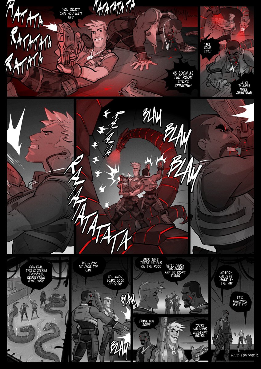 Those 2.5 seconds in OW: GENESIS, where we see Jack and Gabe fighting shoulder to shoulder, reminded me about the fan comic I draw back in 2018. So allow me to repost it again, because I'm still very happy with these two pages in particular after so long!?!?
#overwatch