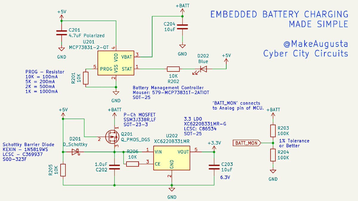 MakeAugusta's tweet image. Here is a simple design that will switch automatically between a 5V USB input and a LiPoly battery. I hope this helps.
