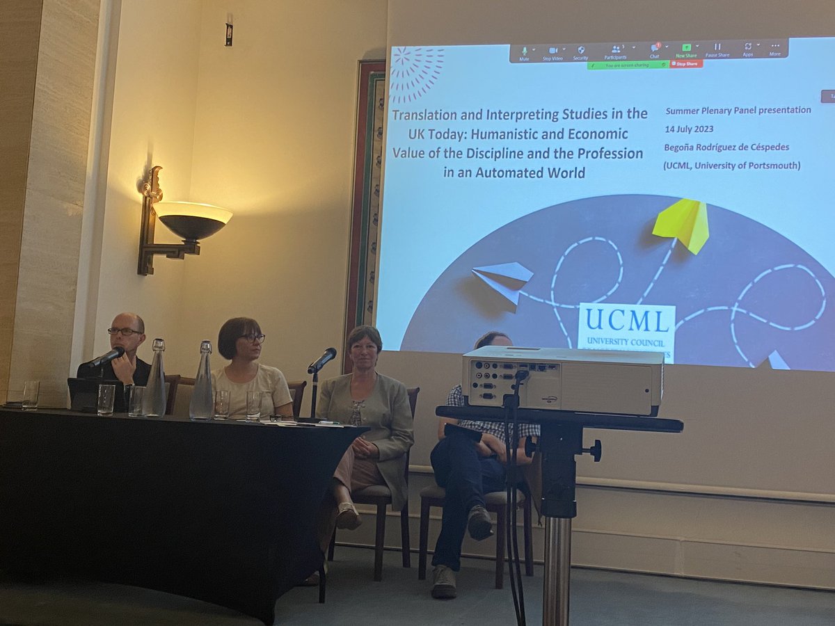 Begoña Rodríguez starting the first @UCML Plenary session this afternoon: Translation and Interpreting Studies in the UK Today.