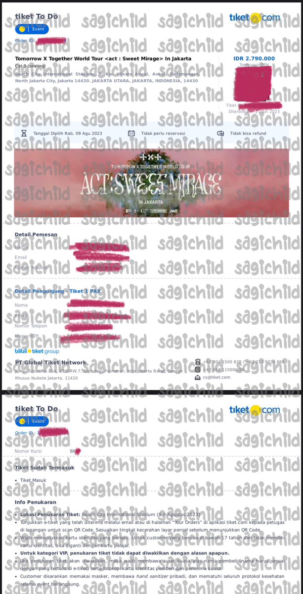 sagichild's tweet photo. [WTS | Want to Sell]

TXT - Act: Sweet Mirage in Jakarta

CAT 3 SN B6X 
harga sesuai web (no fee)

punyaku sendiri jd trusted ya.. dijual karena aku ada urusan di hari H😢

✅dp/cicilan
✅diurus sampe fisik

t. wts txt in jkt 
#TXT_ASM_TOUR_in_JAKARTA #TXTinJakarta https://t.co/4dJ7EU9Q7x
