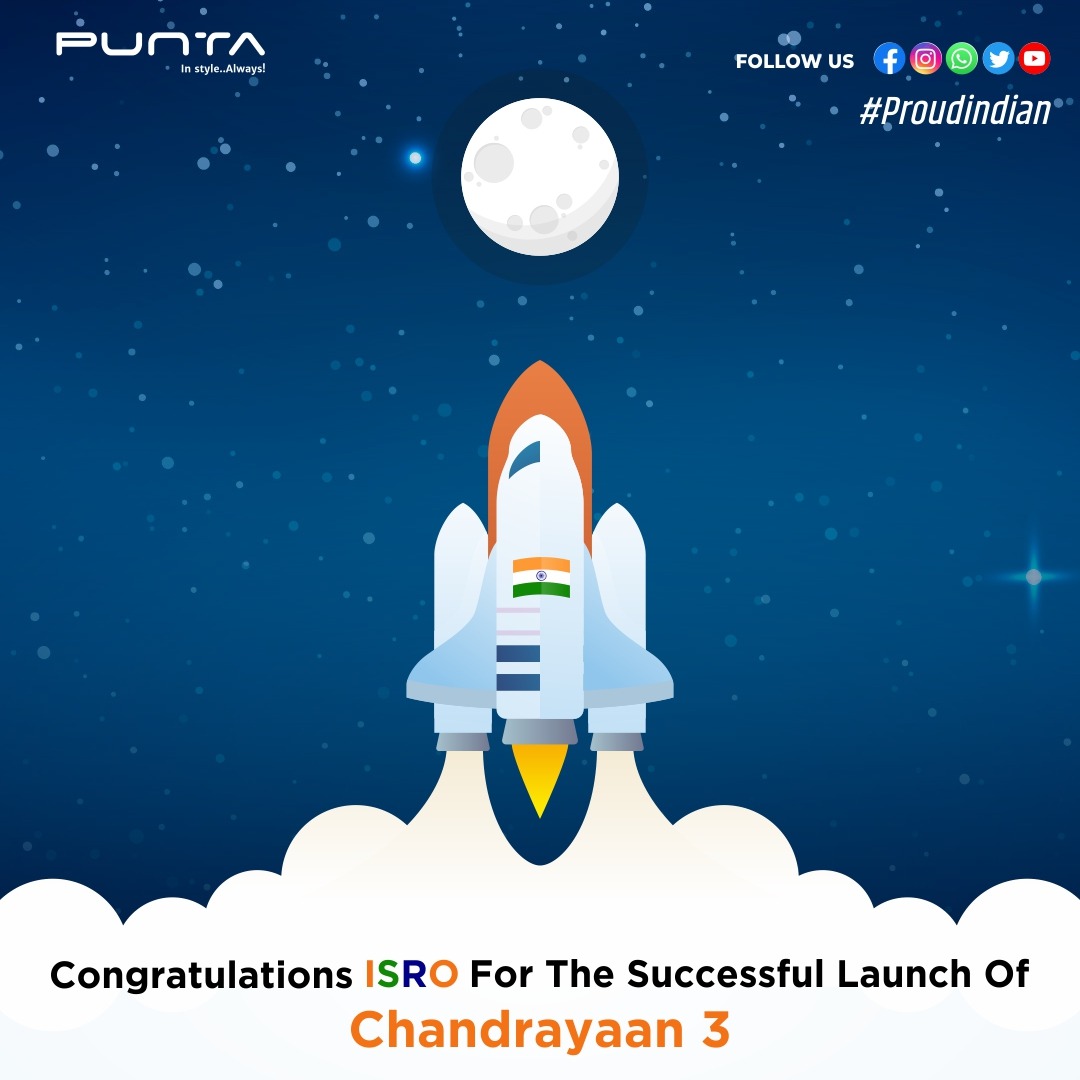 Best Wishes from Punta To ISRO for the successful launch of chandrayaan 3.

#Chandrayaan3Success #IndianSpaceMissions #ProudMoment #ISROTriumphs #LunarExploration #SpaceSuccess #IndiaToTheMoon #ISROAchievements #IndianSpacePride #spaceexploration