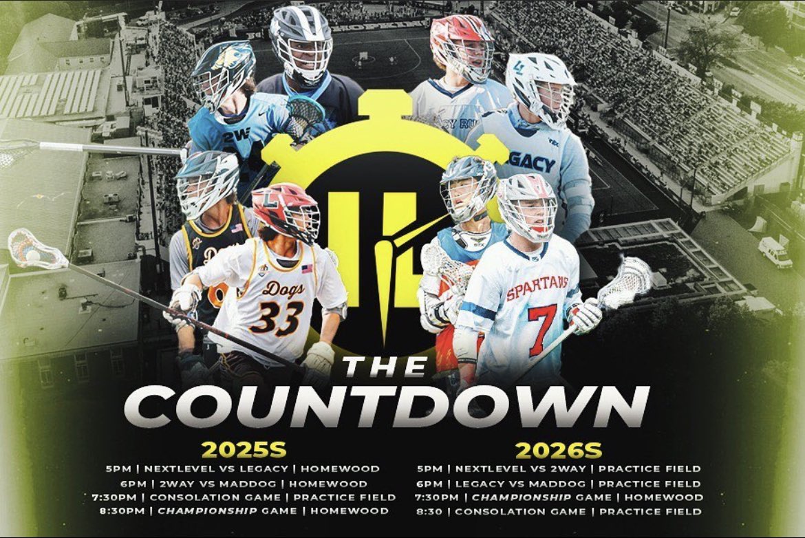 ILPreps (@ilpreps) on Twitter photo Excited to welcome <a href="/MadDogLax/">Mad Dog Lacrosse</a>, <a href="/legacylacrosse/">Legacy Lacrosse</a>, <a href="/NextLevelLax/">Next Level Spartans</a> and <a href="/2WayLacrosse/">2Way Lacrosse</a> to legendary Homewood Field tonight for our second annual Countdown event. Games will be live streamed on YouTube. Excited to welcome <a href="/MadDogLax/">Mad Dog Lacrosse</a>, <a href="/legacylacrosse/">Legacy Lacrosse</a>, <a href="/NextLevelLax/">Next Level Spartans</a> and <a href="/2WayLacrosse/">2Way Lacrosse</a> to legendary Homewood Field tonight for our second annual Countdown event. Games will be live streamed on YouTube.