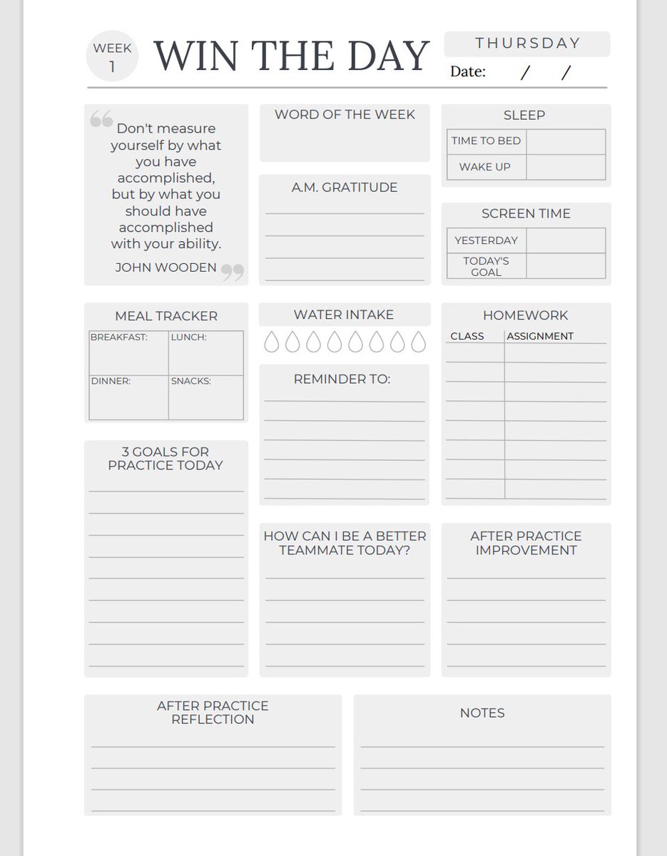 Introducing our planner! 📅🚀 Designed specifically for student athletes, it helps track daily habits and routines to optimize performance. Don't miss out on this game-changing tool. Get started today! #StudentAthletePlanner #OptimizePerformance #AchieveSuccess 🏆