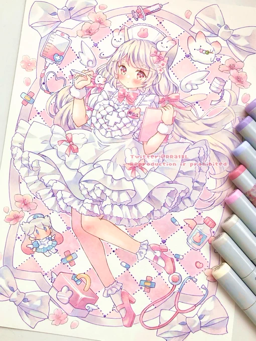 ナースさんになった桜白雪ちゃん  #コピック