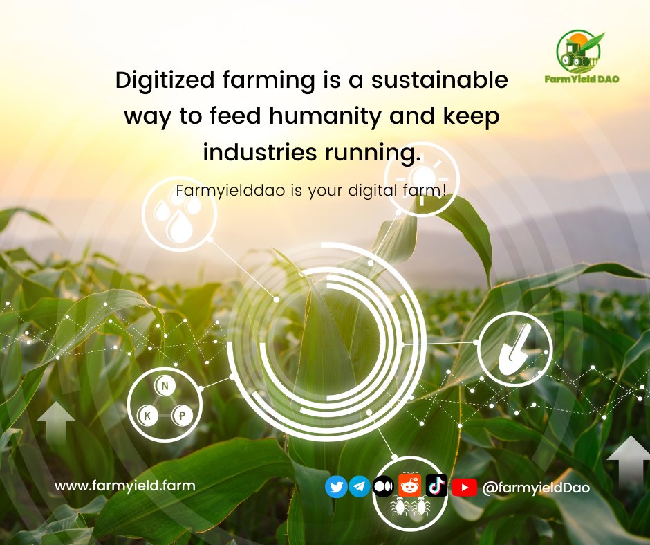 FarmyieldDao's tweet photo. Digitized farming is not only a way to produce more food with less resources, but also a way to support local communities and businesses. FarmYield Dao is a platform that connects farmers, consumers and investors in a decentralized and transparent way. https://t.co/AqOlTShHXU