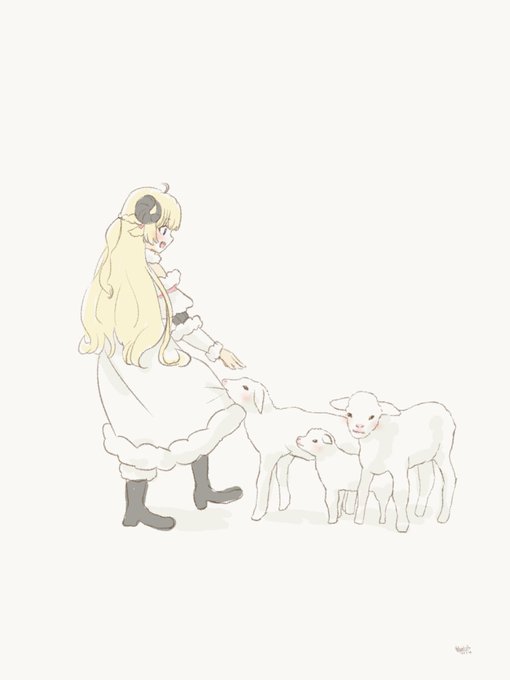 「fur-trimmed dress sheep girl」 illustration images(Latest)