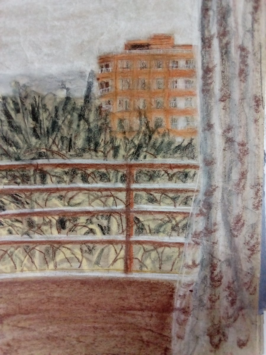 Kelly12Midge's tweet photo. View from friend's flat in Spain #sketching #Pastel https://t.co/ACi7PaC1uG