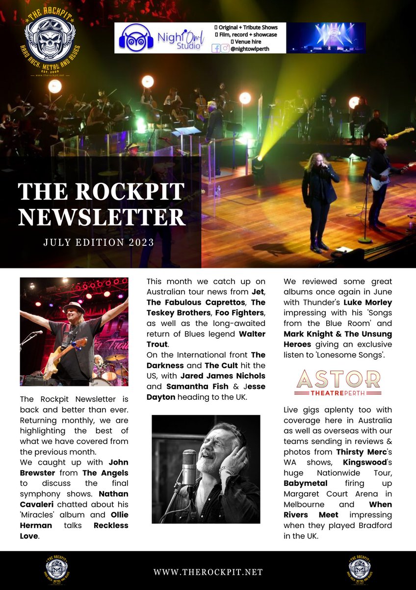 The Rockpit Newsletter has returned highlighting the best of the previous month's publications including live reviews, interviews and features from the world of rock, metal, blues &amp; country as well as exclusive competitions. Subscribe free here!
therockpit.net/newsletter/
