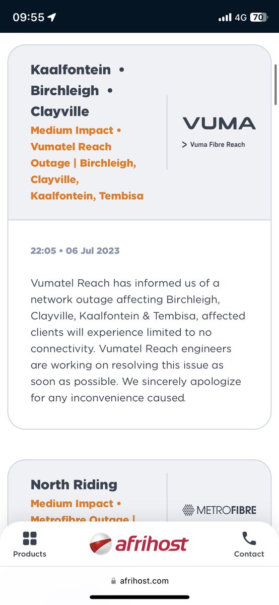 CJMontgomery15's tweet photo. @Afrihost @BlouMonty @vumatel Here is the reference number, from your own website. When there is an outage and I call, you cannot give me a reference number, because it is not an isolated case. Now all of a sudden you want a reference number when the entire area is affected? https://t.co/OuxQN8YHFM