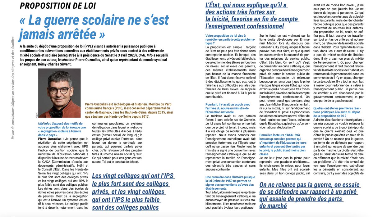 OuzouliasP's tweet photo. La mixité sociale en milieu scolaire est une priorité absolue. L’école privée n’a jamais cessé de mener la guerre contre l’école publique. Ma proposition de loi ouvre un nouvel horizon de lutte contre le dualisme scolaire.

Mon entretien dans @Ufal_org avec @RemySirvent ⤵️ https://t.co/ITrjOdw0vJ