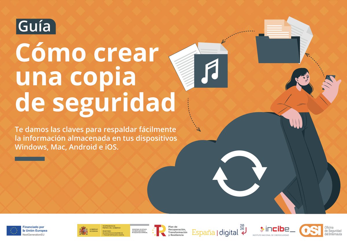 Ing_Mili's tweet photo. #TomaNota
Guía Cómo crear una copia de seguridad de @INCIBE
https://t.co/fEMW8nZKrJ
#backup #respaldos https://t.co/TaDJtlfGQk