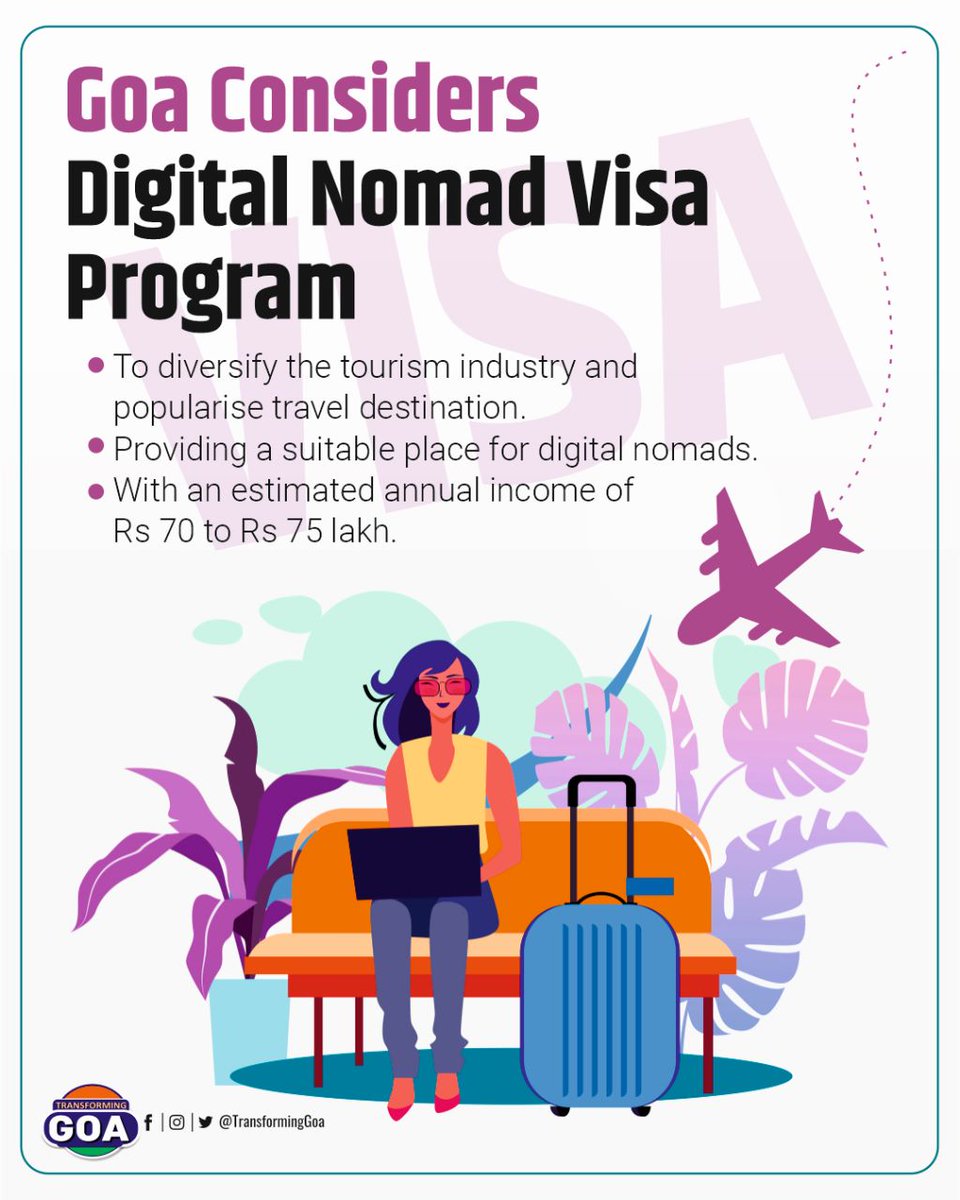 Goa Considers Digital Nomad Visa Program to diversify the tourism industry and popularise travel destination

#goa #GoaGovernment #TransformingGoa #facebookpost #bjym #bjymgoa #digitalnomadvisa