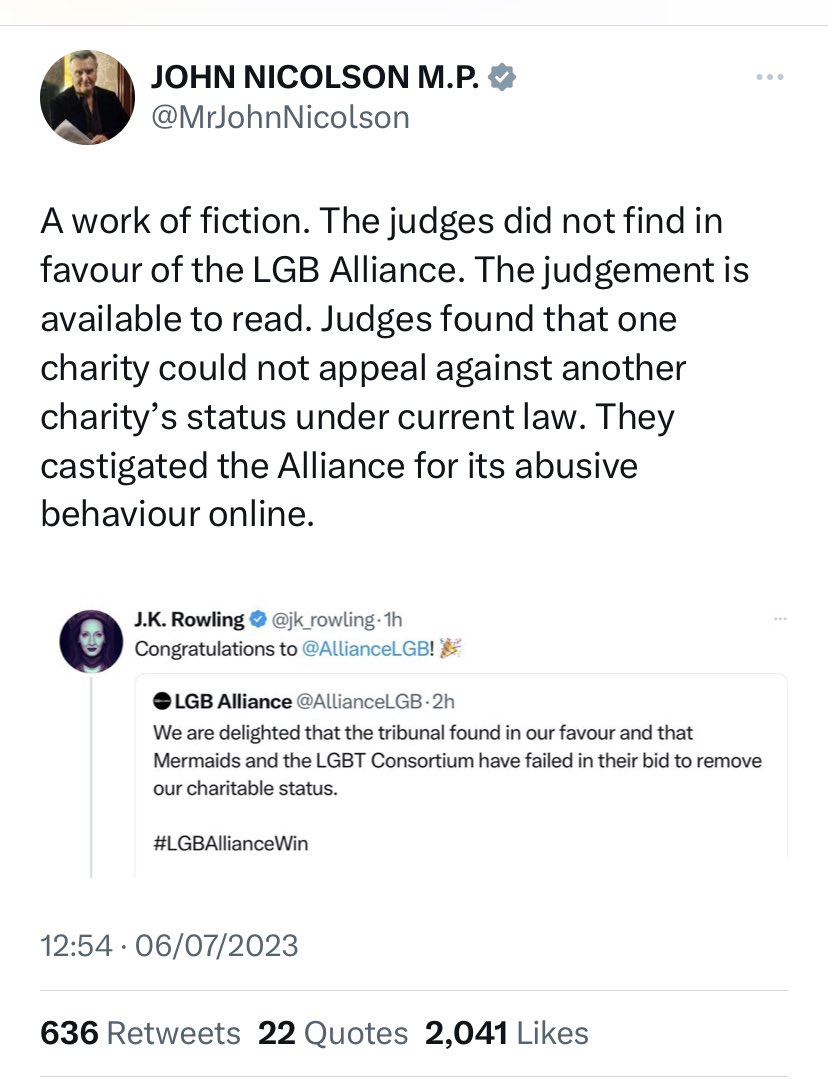 SVPhillimore's tweet photo. Mermaids paid out an astonishing sum of money to achieve an end. They failed. Would you prefer it if we say, not #LGBAllianceWin but #MermaidsLose? I am easy either way. Both are factually correct and quite delicious https://t.co/ueQIGTW26s