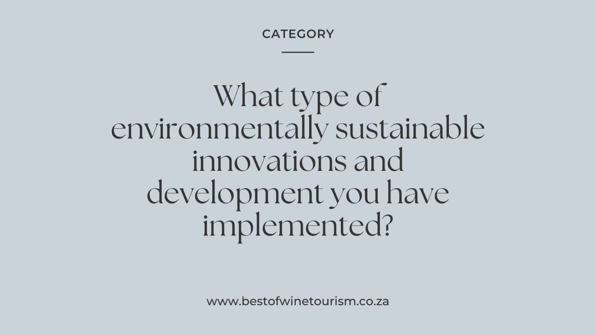 bestofwinesa's tweet photo. 𝐂𝐀𝐓𝐄𝐆𝐎𝐑𝐘: Sustainable Wine Tourism Practices  

You may only enter either this award or the Ambassador Conservation Pioneer award, not both.

Visit https://t.co/DpxdkZnGlZ

#bestofwineawards #bestofwinesa #BestOfWineTourism2024 #Discoverctwc #GreatWineCapitals https://t.co/SDTZKdOAdw