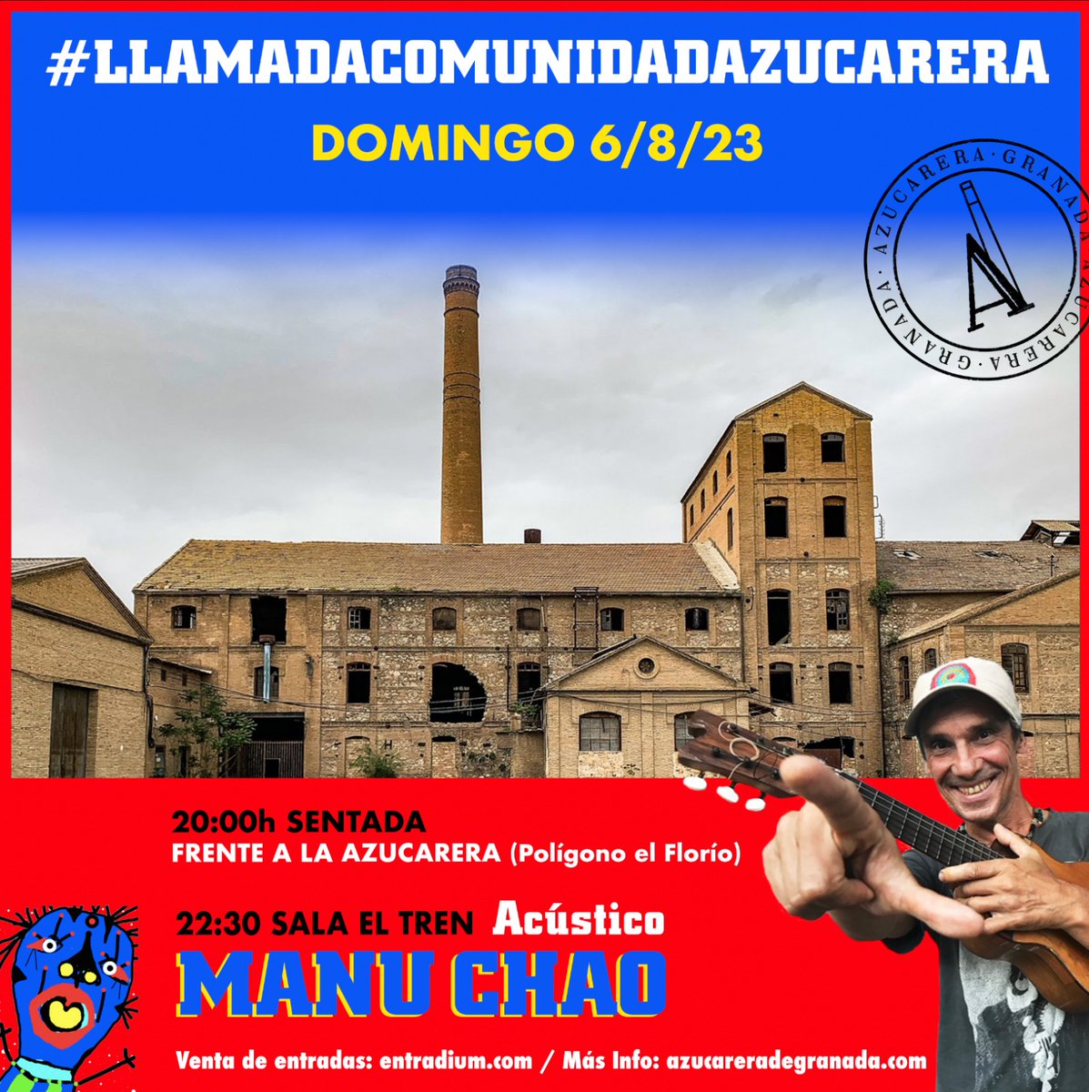 FARASHAFLAMENCA's tweet photo. Desde @azucareragrana hacemos un llamamiento a la ciudadania para su puesta en valor desde nuestra plataforma ciudadana para solicitar a las administraciones su responsabilidad para el uso público y cultural de parte del espacio, para ello @manuchao estará con nosotros https://t.co/x34cSTOc0V