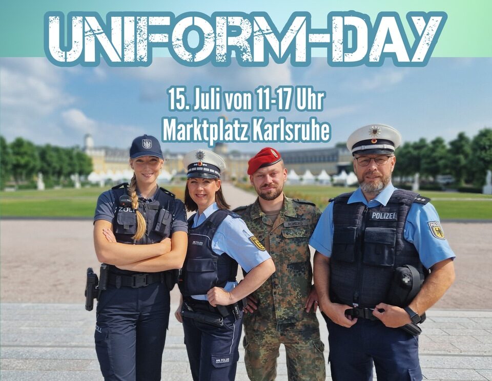 Karlsruhe_One's tweet photo. Am Samstag, den 15. Juli 2023, erwartet Besucher auf dem Karlsruher Marktplatz eine Karriereberatung der Bundeswehr, Bundespolizei, Polizei Baden-Württemberg und dem Zoll mit einem etwas anderen Dreh.Von 11 bis 17 Uhr öffnen diese vier Institutionen

https://t.co/2tR9kC2DXo https://t.co/BiXdVYwVvr
