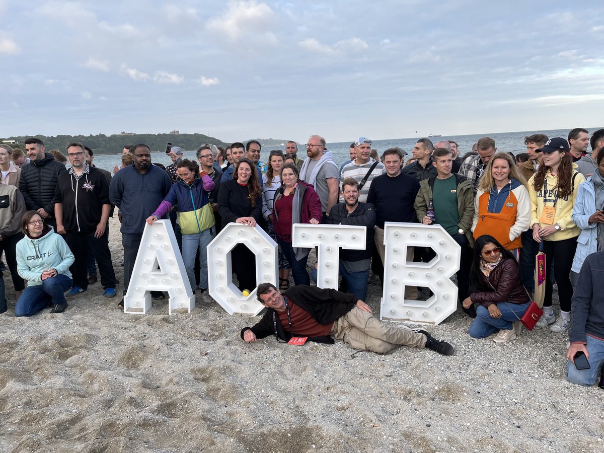 2hr cricket match on the beach? 🏏 Great way to round off day one. #aotb2023