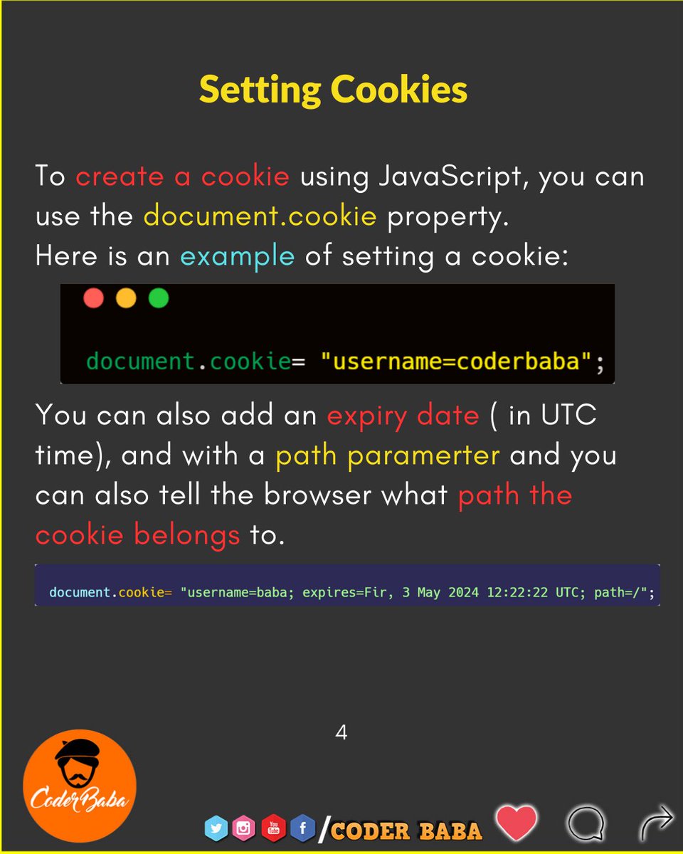 thecoderbaba's tweet image. Cookies in JavaScript