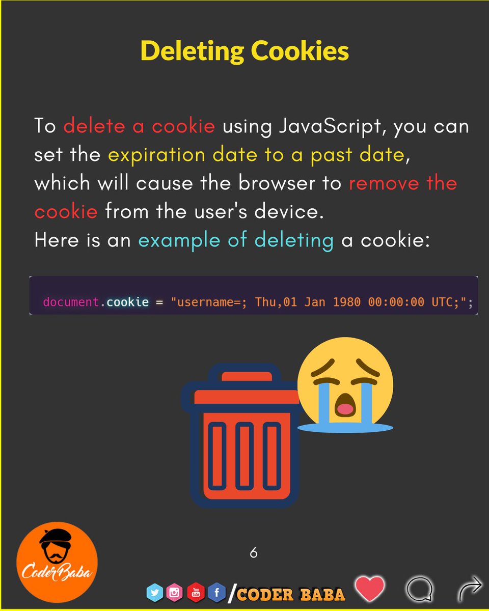 thecoderbaba's tweet image. Cookies in JavaScript Part 2
#coderbaba