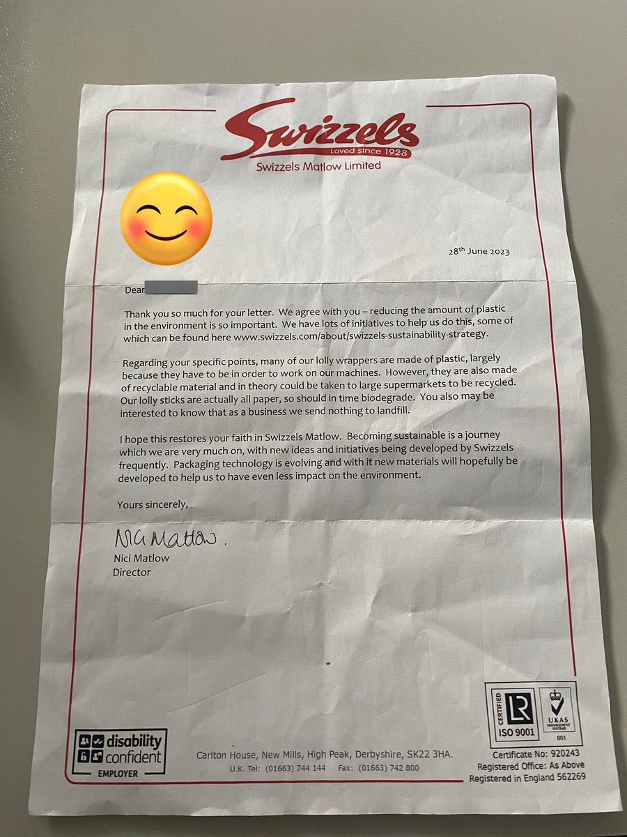 BirchwoodCE's tweet photo. What an INCREDIBLE Year5 pupil ✨
Inspired by our recent text ‘The Paper Bag Prince’ @TheLCUK -this pupil decided to write to @SwizzelsMatlow raising her concerns regarding their products using plastic! A great ambassador for school and a thoughtful response too! #bcepsyear5 https://t.co/3sll57oIrN