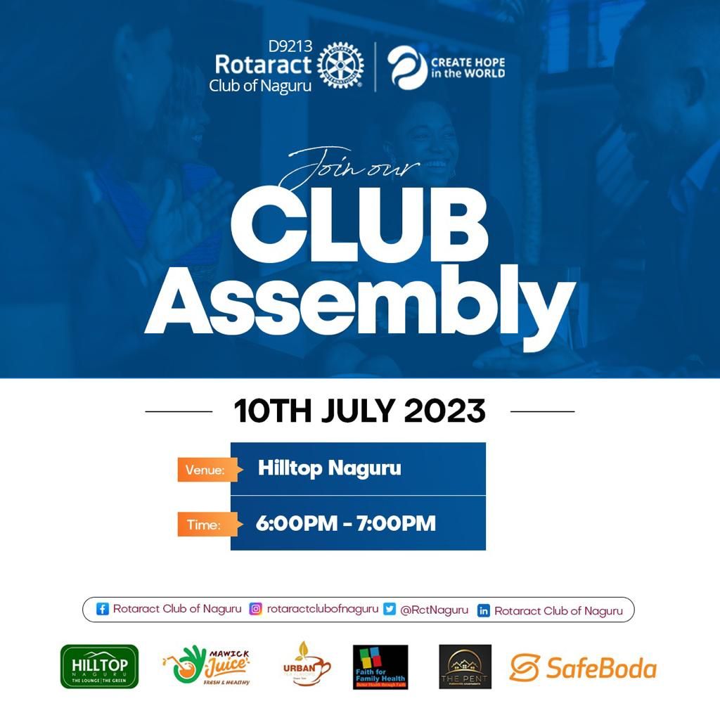 RctNaguru's tweet image. Dear Hope Creators, Mark a date with us this Monday 10th July 2023 as we hold our 1st Open Club Assembly.. Come along with a Friend ✌️✌️ Venue: Hilltop Naguru   Time: 6pm  #CreatingHopeInTheWorld