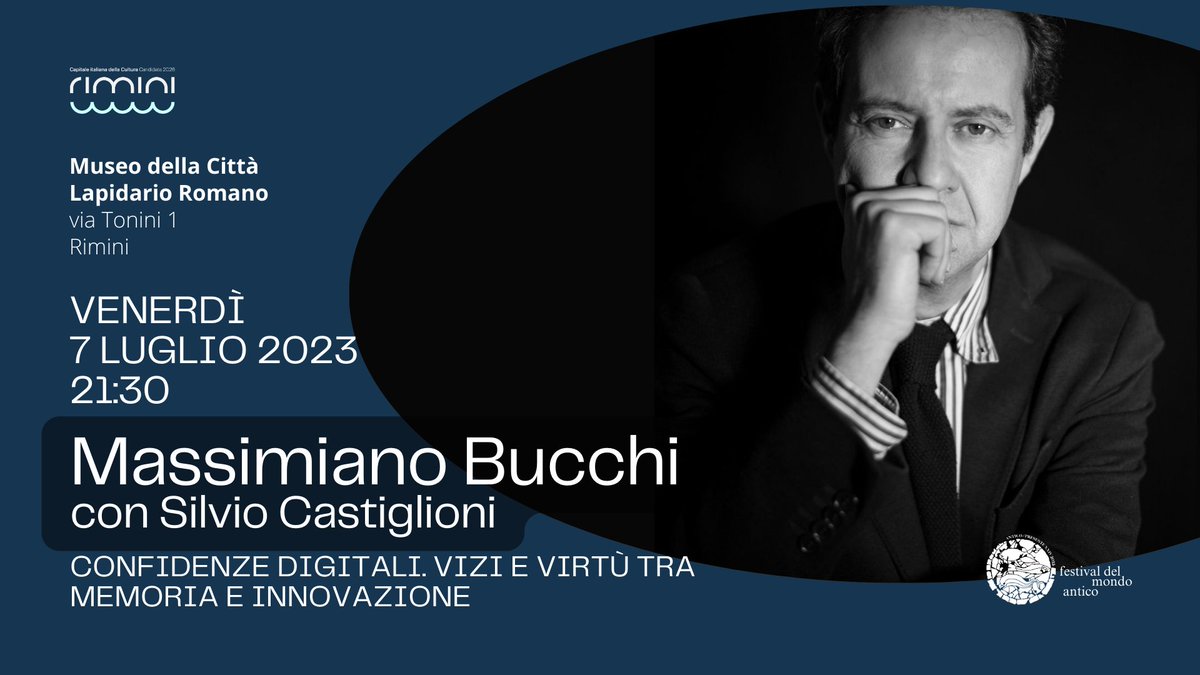 🎉 Stasera alle 21.30 presso il Lapidario Romano del Museo della Città “L. Tonini”, Massimiano Bucchi, con Silvio Castiglioni, parlerà di Confidenze digitali. Vizi e virtù tra memoria e innovazione.
<a href="/comunerimini/">Comune di Rimini</a> <a href="/edizionimulino/">Edizioni del Mulino</a> #rimini #festivaldelmondoantico