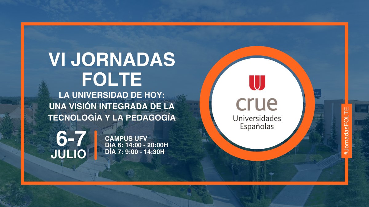 ¿Preparados para el 2º día de las VI Jornadas FOLTE? 🤗 <a href="/CrueUniversidad/">Crue Universidades</a> <a href="/ufvmadrid/">Universidad Francisco de Vitoria</a>