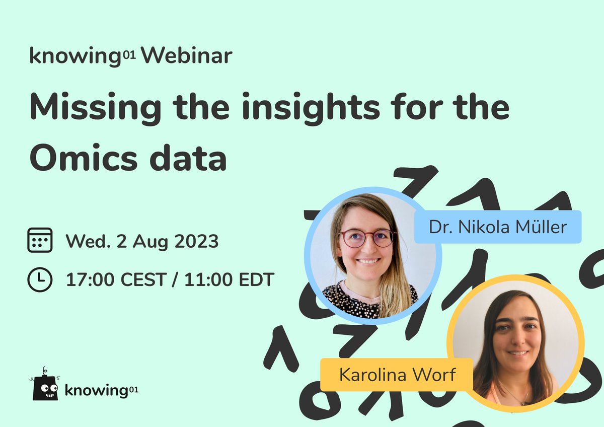 knowing_01's tweet photo. Want to know what 'Missing the insights for the Omics data' means? Then sign up for our #webinar and find out:

When?        Wed, 02 Aug 2023, at 5pm CEST/11am EDT
Duration?  15 min
Where?       Online

More info &amp; registration: https://t.co/LM3DiV7pjJ https://t.co/1QUJCNzR40