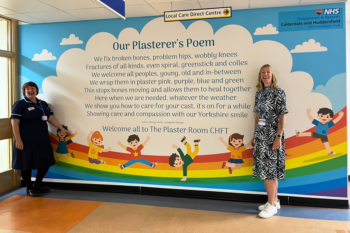 Outpatients & Records Practice Educator (@opddevelopment) on Twitter photo They’re here! Our wall murals in Orthopaedic and Surgical Outpatients really brighten up our patient waiting areas in HRI. Our Plasterers Poem was written by our talented OP Manager Wendy Hewitt-Huge thanks to <a href="/Emma_Kov/">Emma Kovaleski 🧡</a> <a href="/CHFTCharity/">Calderdale & Huddersfield NHS Charity🧡</a> <a href="/CHFTNHS/">Calderdale and Huddersfield NHS Foundation Trust</a> <a href="/Rachel17895075/">Rachel</a> <a href="/ChftOutpatients/">CHFT Outpatients 🌈</a> They’re here! Our wall murals in Orthopaedic and Surgical Outpatients really brighten up our patient waiting areas in HRI. Our Plasterers Poem was written by our talented OP Manager Wendy Hewitt-Huge thanks to <a href="/Emma_Kov/">Emma Kovaleski 🧡</a> <a href="/CHFTCharity/">Calderdale & Huddersfield NHS Charity🧡</a> <a href="/CHFTNHS/">Calderdale and Huddersfield NHS Foundation Trust</a> <a href="/Rachel17895075/">Rachel</a> <a href="/ChftOutpatients/">CHFT Outpatients 🌈</a>