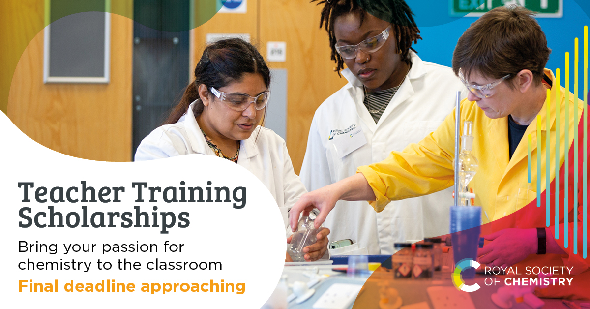 It’s your last chance to apply for our Teacher Training Scholarships starting in 2023/24 academic year. You’ll receive our comprehensive support package, including £29,000 of tax-free funding & much more. Our final application deadline is 12 July: rsc.li/3JbeTN6