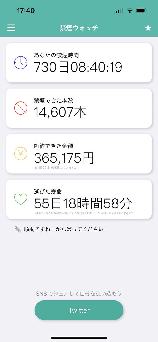 禁煙2年！