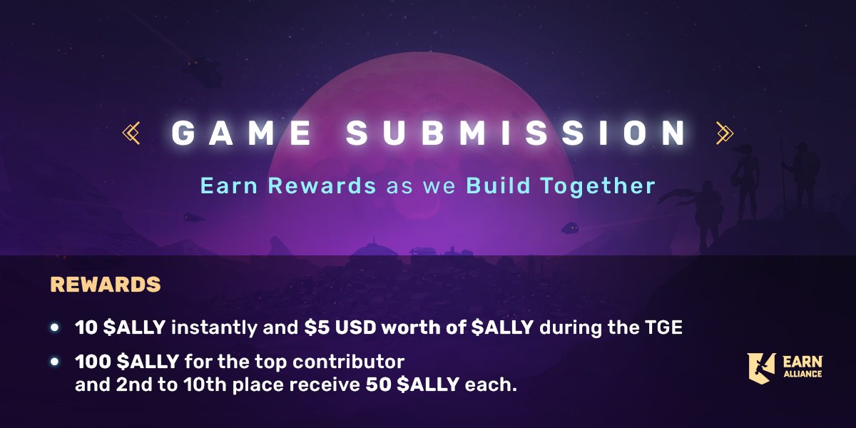 EarnAlliance's tweet photo. 📢REFER YOUR FAVE WEB3 GAMES AND WIN PRIZES!🎮

Allies, help us further our mission of helping 3 billion gamers discover &amp; enjoy web3 games! 

Refer your favorite web3 games to be listed on @EarnAlliance &amp; win prizes! 

Follow all instructions here: https://t.co/vgX0GAYUGr https://t.co/g0io0sCsAe