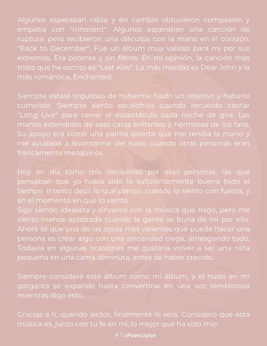 LaPuercaylor's tweet photo. Prólogo de Speak Now (TV) al español 

“Siempre consideré este álbum como mi álbum, y el nudo en mi garganta se expande hasta convertirse en una voz temblorosa mientras digo esto. Gracias a ti, querido lector finalmente lo será” https://t.co/6IaBD1LsbM